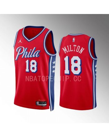 Shake Milton 18 Philadelphia 76ers Red Jersey 2022-23 Statement Edition Swingman