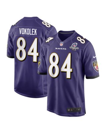 Travis Vokolek 84 Baltimore Ravens 2023 Playoffs Patch Game Men Jersey - Purple