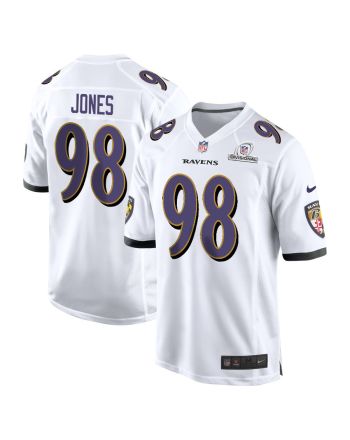 Travis Jones 98 Baltimore Ravens 2024 Divisional Patch Game Men Jersey - White