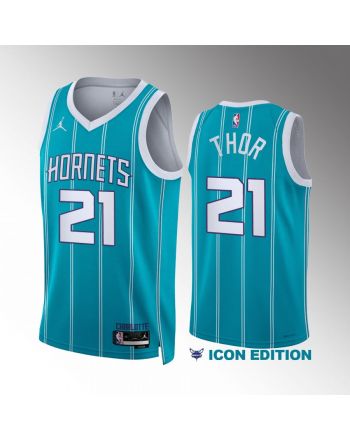 JT Thor 21 Charlotte Hornets Teal Men Jersey 2022-23 Icon Edition Swingman