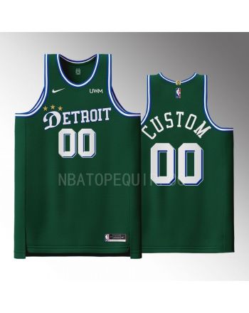 Detroit Pistons 00 Custom Green Men Jersey 2022-23 City Edition