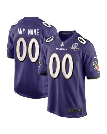 Baltimore Ravens 2023 Playoffs Patch Game Men Custom Jersey - Purple