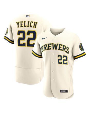 Christian Yelich 22 Milwaukee Brewers Home Wordmark Player Elite Jersey - Cream