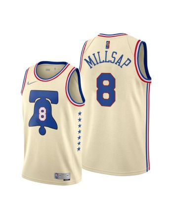 Paul Millsap 8 Philadelphia 76ers 2022 Earned Edition Cream Jersey Diamond Badge - Men Jersey