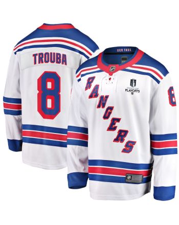 Jacob Trouba 8 New York Rangers Stanley Cup 2023 Playoffs Patch Away Breakaway Men Jersey - White