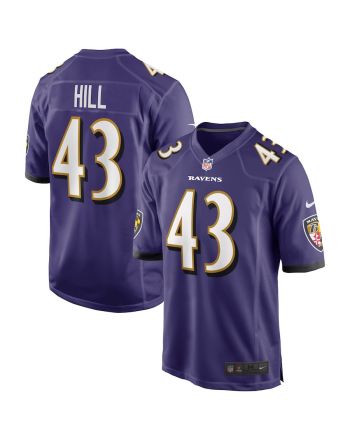 Justice Hill 43 Baltimore Ravens Men Game Jersey - Purple