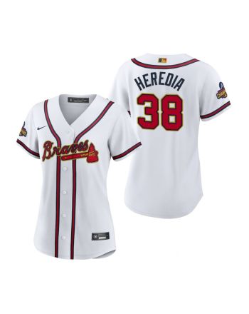 Women's Guillermo Heredia 38 Atlanta Braves White 2022-23 Gold Program Jersey