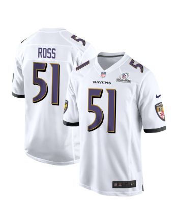 Josh Ross 51 Baltimore Ravens 2024 Divisional Patch Game Men Jersey - White