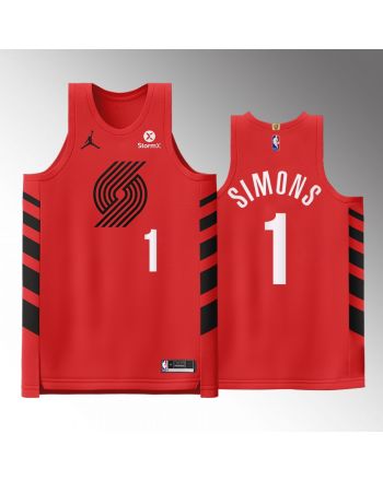 Portland Trail Blazers 1 Anfernee Simons Red Jersey 2022-23 Statement Edition