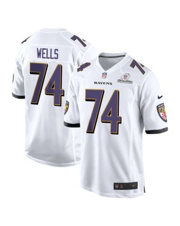 Josh Wells 74 Baltimore Ravens 2024 Divisional Patch Game Men Jersey - White