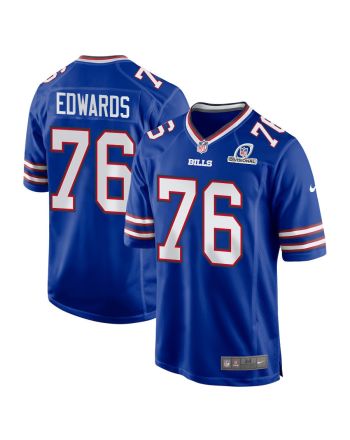 David Edwards 76 Buffalo Bills 2024 Divisional Patch Game Men Jersey - Royal