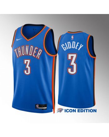 Oklahoma City Thunder Josh Giddey 3 Icon Edition Blue Men Jersey Swingman 2022-23