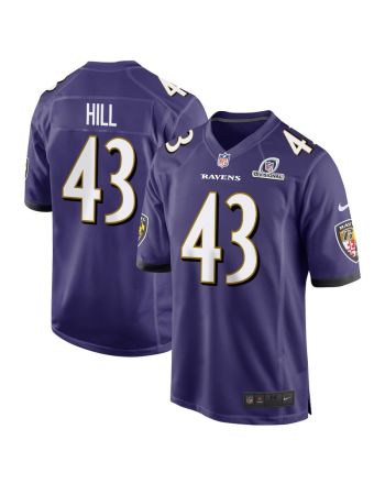 Justice Hill 43 Baltimore Ravens 2024 Divisional Patch Game Men Jersey - Purple