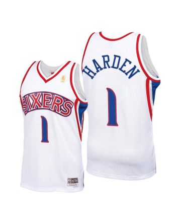 James Harden Philadelphia 76ers 1 White Hardwood Classics Jersey 2022 Trade - Men Jersey