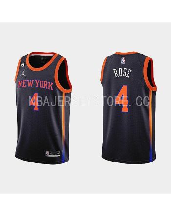 New York Knicks 4 Derrick Rose 2022-23 Statement Edition Black Men Jersey