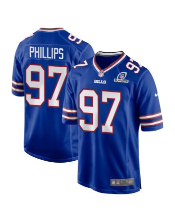 Jordan Phillips 97 Buffalo Bills 2023 Playoffs Patch Game Men Jersey - Royal