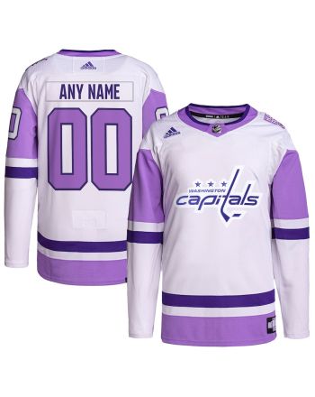 Washington Capitals Hockey Fights Cancer Primegreen Custom Men Jersey - White/Purple