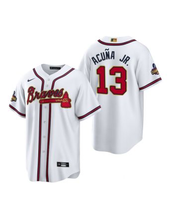 Ronald Acuna Jr. 13 Atlanta Braves White 2022-23 Gold Program Jersey