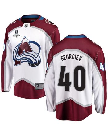 Alexandar Georgiev 40 Colorado Avalanche Stanley Cup 2023 Playoffs Patch Away Breakaway Men Jersey - White