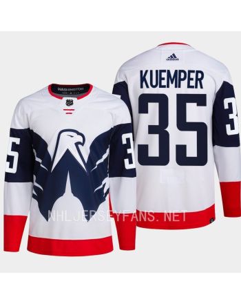 Darcy Kuemper 35 Washington Capitals 2023 Jersey Stadium White Primegreen