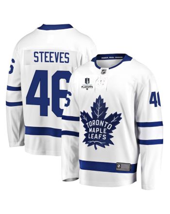 Alex Steeves 46 Toronto Maple Leafs Stanley Cup 2023 Playoffs Patch Away Breakaway Men Jersey - White