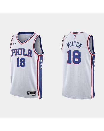 Philadelphia 76ers Shake Milton 18 2022-23 Association Edition White Men Jersey Swingman