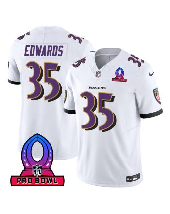 Gus Edwards 35 Baltimore Ravens 2024 Pro Bowl Patch Game Men Jersey - White