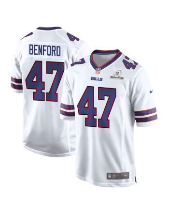 Christian Benford 47 Buffalo Bills 2024 Divisional Patch Game Men Jersey - White