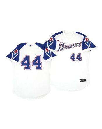 Atlanta Braves Hank Aaron 44 Cooperstown White Throwback Home Jersey