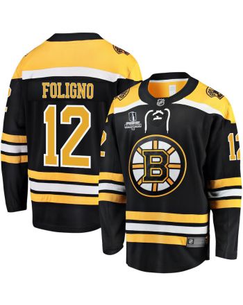 Nick Foligno 12 Boston Bruins Stanley Cup 2023 Playoffs Patch Home Breakaway Men Jersey - Black