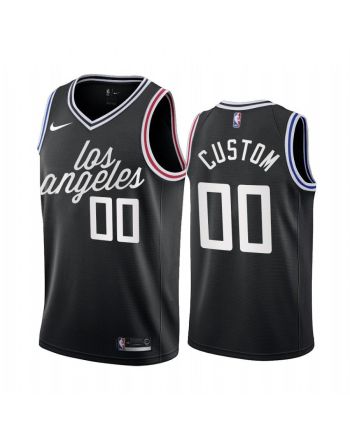 Custom 2022-23 Los Angeles Clippers Black 00 City Edition Jersey Cursive - Men Jersey