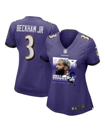 Odell Beckham Jr. 3 Baltimore Ravens Signed Glass Women Game Jersey - Purple