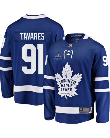 John Tavares 91 Toronto Maple Leafs Stanley Cup 2023 Playoffs Patch Home Breakaway Men Jersey - Blue