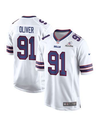 Ed Oliver 91 Buffalo Bills 2023 Playoffs Patch Game Men Jersey - White