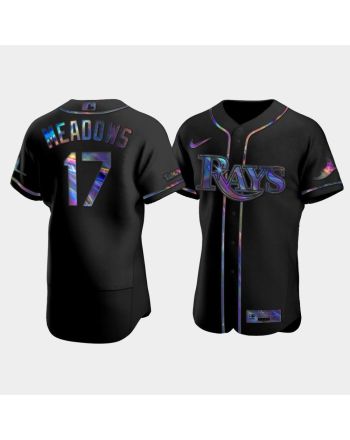 Men's Tampa Bay Rays Austin Meadows 17 Black Holographic Golden Edition Jersey Jersey