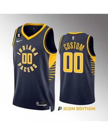 Custom 00 Indiana Pacers Navy Icon Edition 2022-23 Jersey Swingman