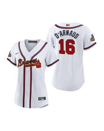 Women's Travis d'Arnaud 16 Atlanta Braves White 2022-23 Gold Program Jersey