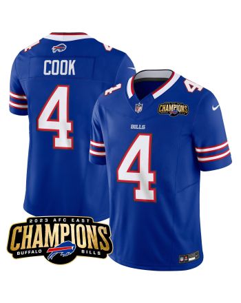 James Cook 4 Buffalo Bills 2023 AFC East Champions Patch Game Men Jersey - Royal