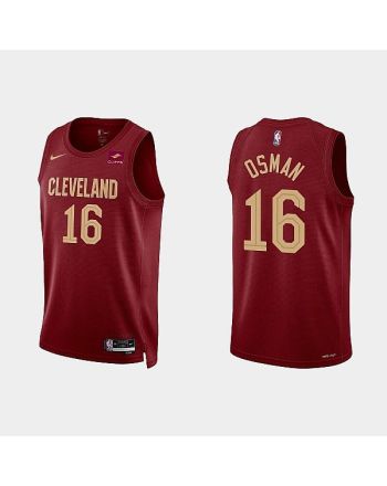 Cleveland Cavaliers 16 Cedi Osman 2022-23 Icon Edition Wine Men Jersey