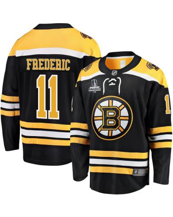 Trent Frederic 11 Boston Bruins Stanley Cup 2023 Playoffs Patch Home Breakaway Men Jersey - Black