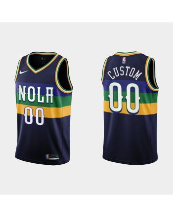 New Orleans Pelicans 00 Custom 2022-23 City Edition Navy Men Jersey