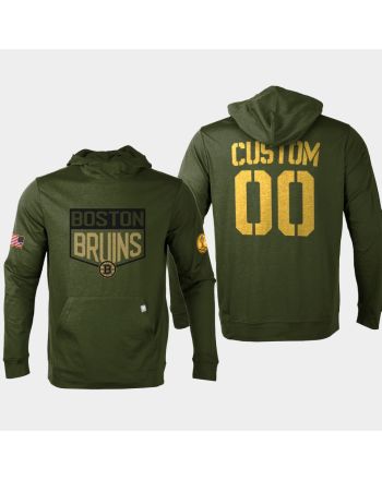 Boston Bruins 00 Custom 2022 Salute to Service Olive Pullover Hoodie