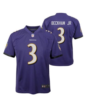 Odell Beckham Jr. 3 Baltimore Ravens Game Youth Jersey - Purple