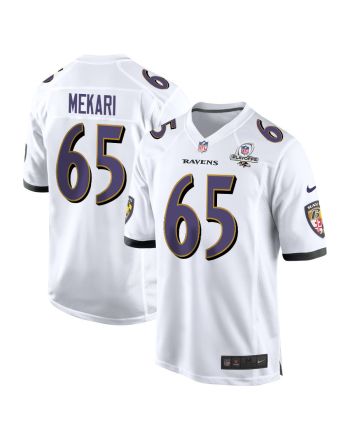 Patrick Mekari 65 Baltimore Ravens 2023 Playoffs Patch Game Men Jersey - White