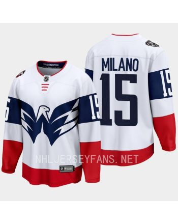 Sonny Milano 15 Washington Capitals 2023 Jersey Stadium White Primegreen