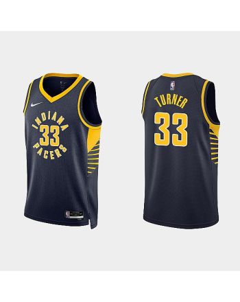 Indiana Pacers 33 Myles Turner 2022-23 Icon Edition Black Men Jersey