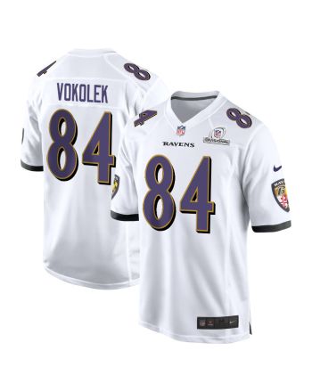 Travis Vokolek 84 Baltimore Ravens 2024 Divisional Patch Game Men Jersey - White