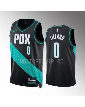 Damian Lillard 0 Portland Trail Blazers Black Jersey 2022-23 City Edition Swingman