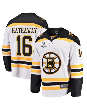 Garnet Hathaway 16 Boston Bruins Stanley Cup 2023 Playoffs Patch Away Breakaway Men Jersey - White