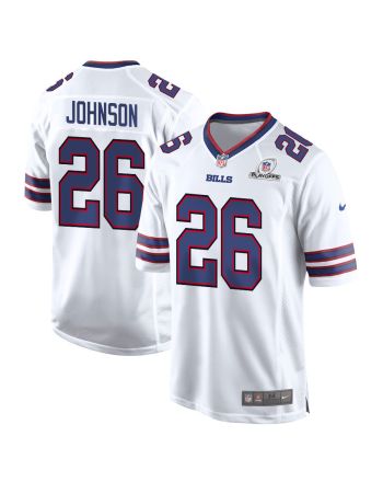 Ty Johnson 26 Buffalo Bills 2023 Playoffs Patch Game Men Jersey - White